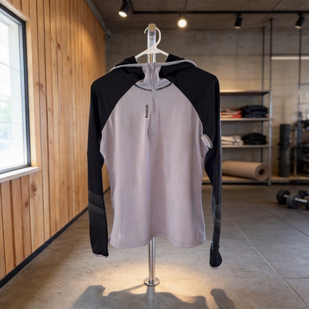 Reebok Black and‎ Gray 1/4 Zip Pullover